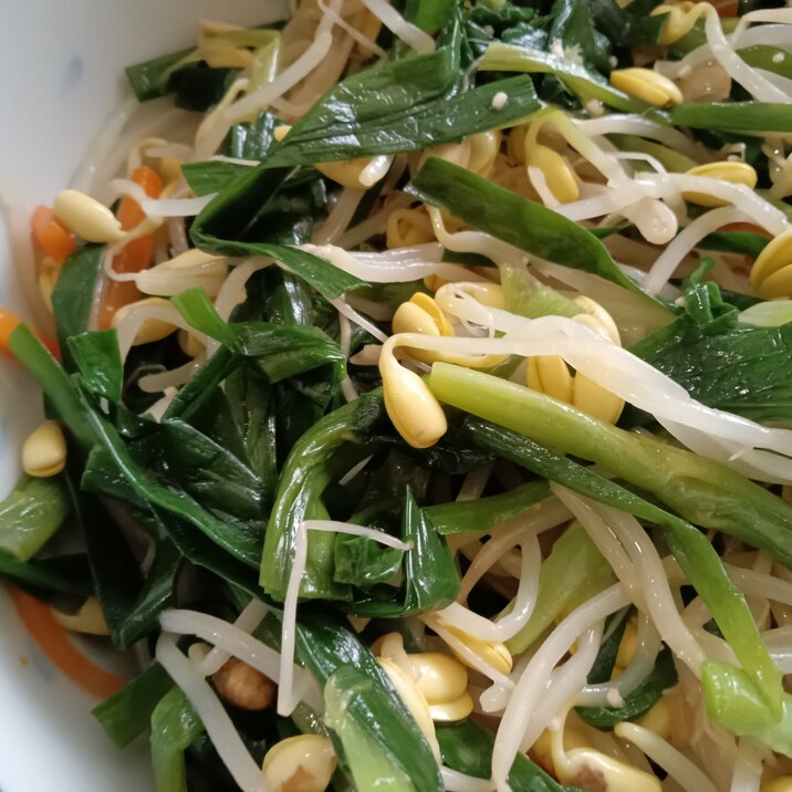 ニラ、豆もやし、にんじんのナムル♫